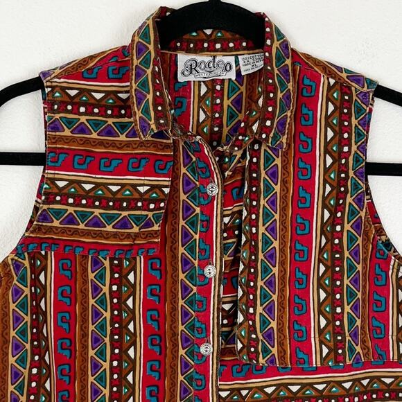 Rodeo Western Wear Sleeveless Button Down Shirt Girl XL - Picture 4 of 6